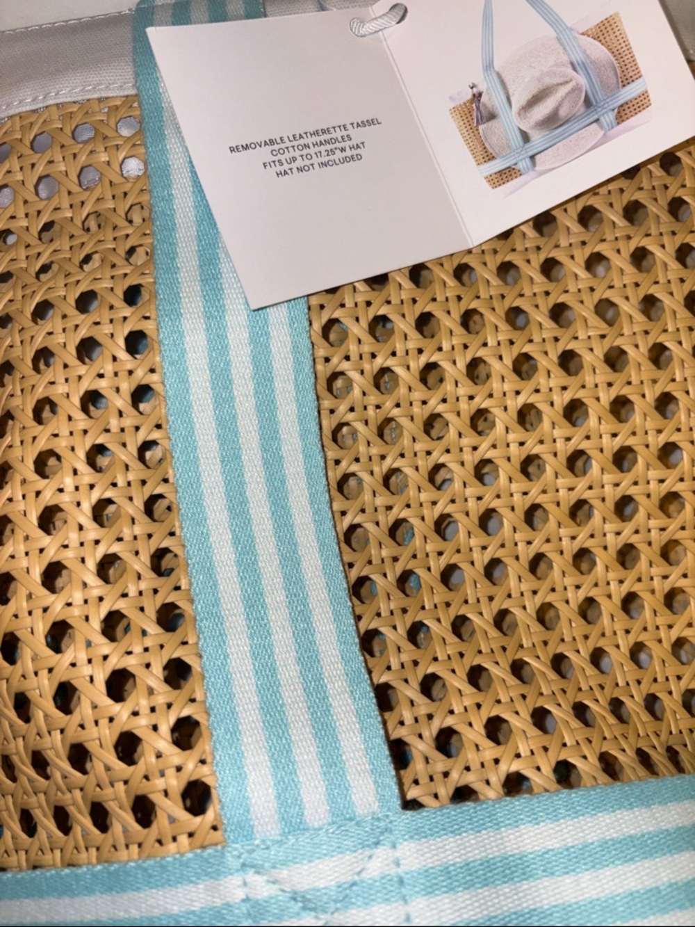 Lilly Pulitzer ⭐️NWT⭐️Woven Straw Tote with White Trim & Aqua Straps - Picture 5 of 5